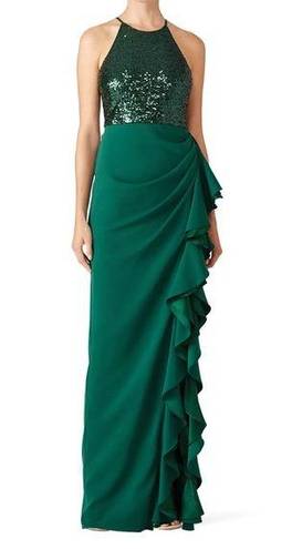 Badgley Mischka  Green Sequin Ruffle Gown Size 16 US $670