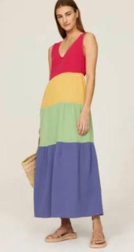 Marine layer 🆕 NWOT  Corinne Maxi Dress Rainbow Colorblock Sleeveless V Neck XS