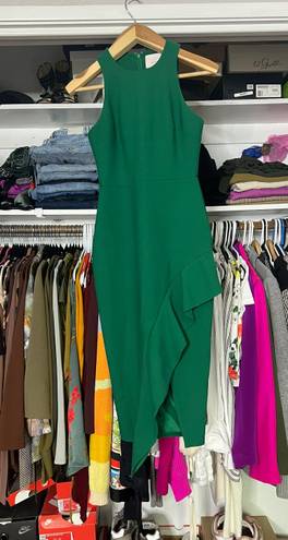 Cinq à Sept Cinq a sept emerald green piper ruffle high neck midi dress 2