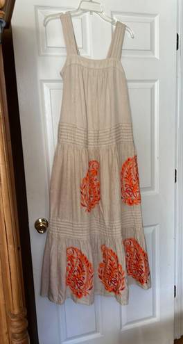 Anthropologie Tiered Cotton Maxi With Embroidery Size XS