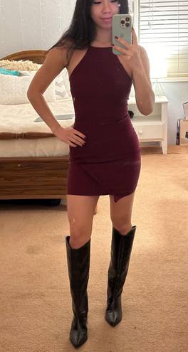 Necessary Clothing Maroon Halter Neck Body Con Mini Dress