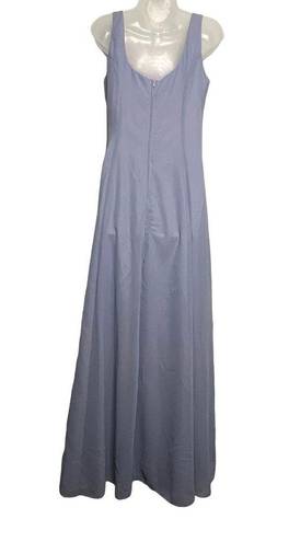 Night Moves Vintage Sz 12 Full Length Maxi Gown Sleeveless Scarf Cornflower Blue Evening