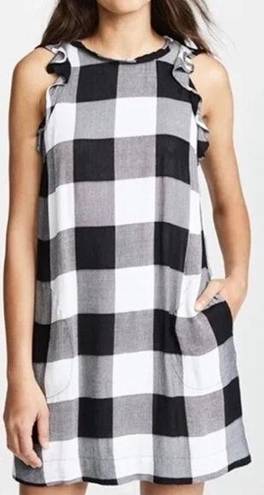 Chelsea and Violet  Black & White‎ Buffalo Plaid Check Sleeveless Ruffle Dress Sz S