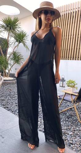 Black Jumpsuit Swim Coverup Size L