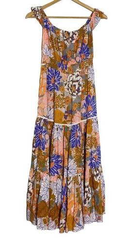 Abel the label   Peach Multicolor Floral Print Maxi Dress