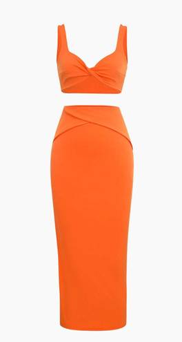 Micas Orange Cropped Top And Skirt