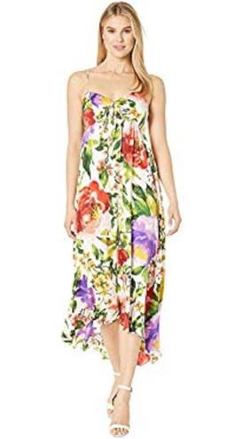 London Times Emiliana Silky Ivory Floral Midi Dress