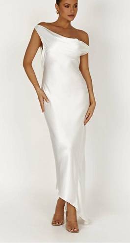 Meshki YVETTE Slip Maxi Dress With Asymmetrical Hem - White