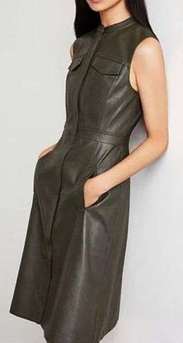 BCBG Max Azria Allexandria Faux Leather Dress Olive Army Green