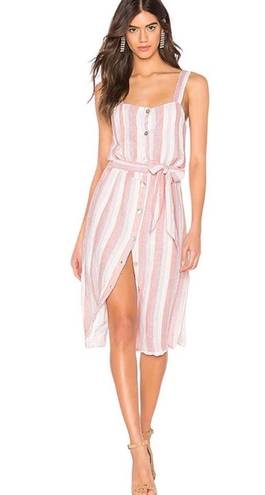 Rails  Clement Linen Blend Button Front Midi Dress in Dusk Stripe Size S