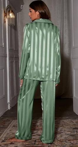 Amazon Silk Green Striped Pajama Set