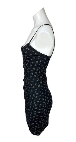 Daisy Street  Black Floral Print Spaghetti Strap Sleeveless Bodycon Mini Dress XS