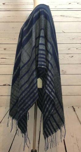 Woolrich  Shawl Cape Fringed Sweater Blue blanket