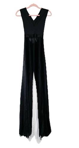 Alexis NWT  Federico Long Pleated Organza Silk Maxi Dress Black White Size XS