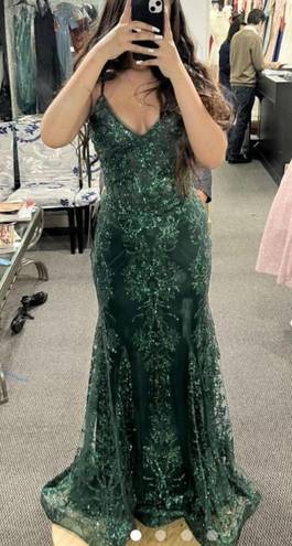 Jovani Emerald Green Sequin Corset Mermaid Prom Dress