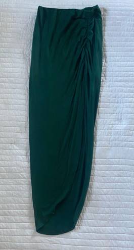 Casual Slit Wrap Elastic High Waist Maxi Draped Skirt Sexy Solid Bodycon Maxi Green Size M