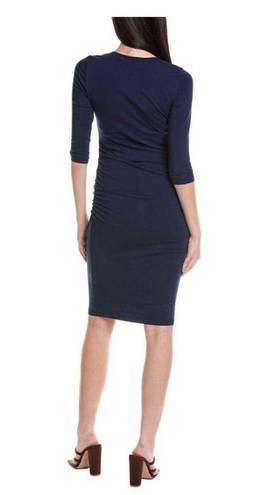 Michael Stars  Blue Ruched 3/4th Sleeve Midi Dress Medium