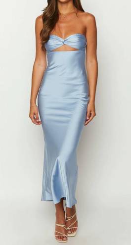 Beginning Boutique Xander Blue Satin Maxi Dress