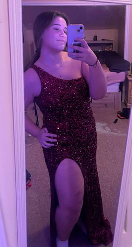 Windsor Burgundy One-Shoulder Sequin Dress