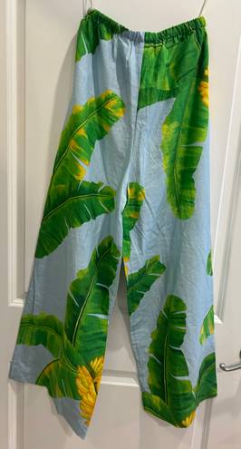 Farm Rio Fresh Bananas Linen-Blend Cropped Pants