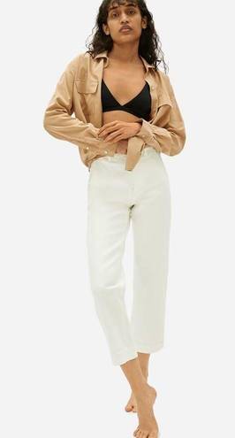 Everlane  The Straight-Leg Twill High-Rise Crop Ankle White Pant Bone Size 0