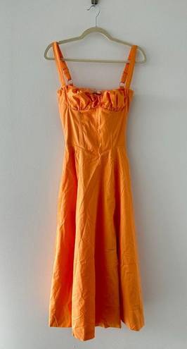 House Of CB  Carmen Midi Dress in Tangerine XS