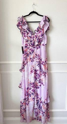 Lulus NWT  Sammi Floral Ruffle Surplice Maxi Dress in Lavender sz M