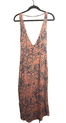 Vix Paula Hermanny  Bia Wrap Dress Coral and Blue Print Lightweight Exotic sz. M