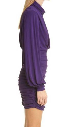 Harper Ronny Kobo  Ruched Mini Dress with Balloon Sleeves Purple Eggplant S NWT