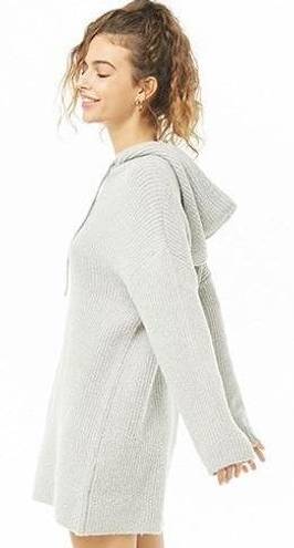 Forever 21 Hooded Sweater Hoodie Knit Mini Dress in Heather Grey