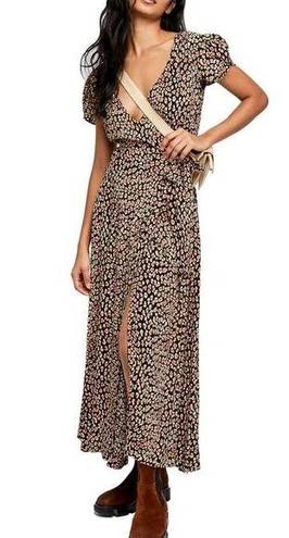 Free People Black Wrap Maxi Dress With Print