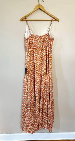 Lulus Orange Floral  Tiered Maxi Dress Size M NWT