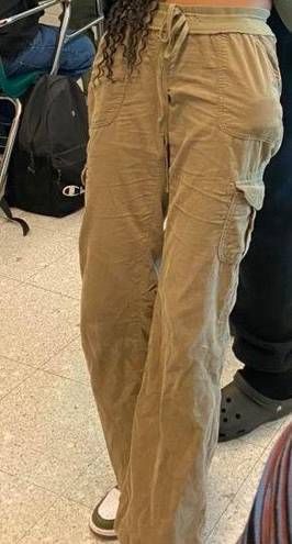 Tan velvet cargo pants