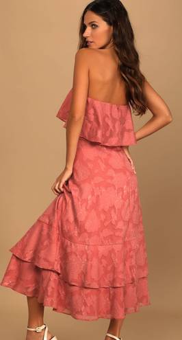 Lulus Floral Strapless Midi Dress