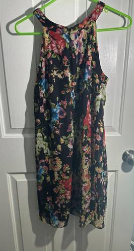 Betsey Johnson Women Dress 6 Floral Chiffon Halter Lined Zipper Pleated Elegant