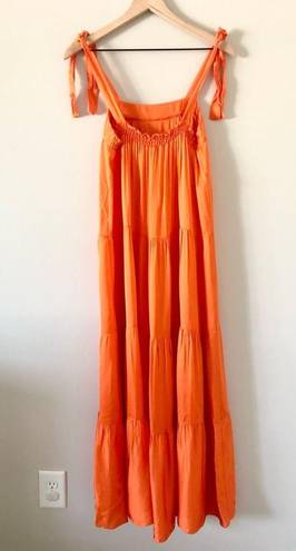 FRNCH Rawen Tiered Maxi Dress Orange with Tie Straps - Size S