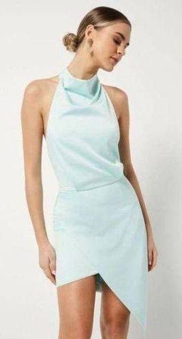 Elliatt  Camo Asymmetric Satin Cocktail Dress in Seafoam Size Large