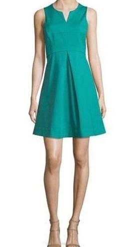 Halston Heritage 𝅺Halston Clover Green Heritage Split Neck Flare Cocktail Dress