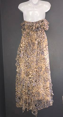 Bardot Rumi Leopard Animal Print Midi Strapless Spring Dress Womens Medium 8