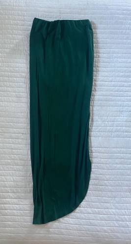 Casual Slit Wrap Elastic High Waist Maxi Draped Skirt Sexy Solid Bodycon Maxi Green Size M