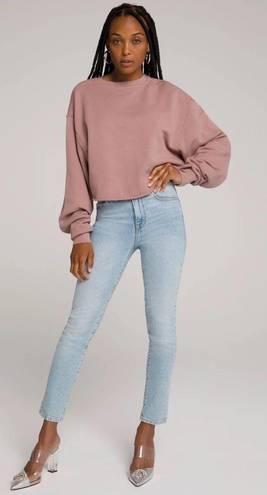 Good American Cropped Sweatshirt In Pink Dusk