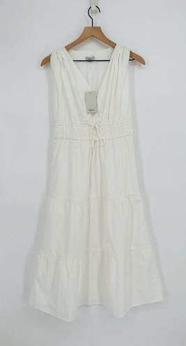 Rails  Lucia Tiered Midi Dress Cap Sleeves Cotton Poplin White Women's Small NEW