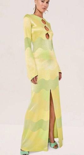 Alexis  Serena Dress in Lime Waves XSmall New Womens Long Maxi Gown