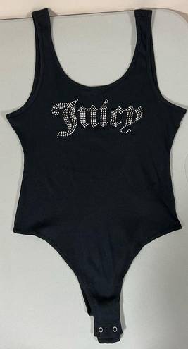 Juicy Couture Black Diamond Rhinestone Logo Graphic Tank Top Sleeveless Bodysuit Onesie Shirt Size M 💎