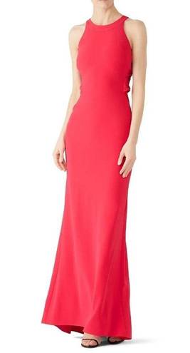 Halston Heritage Halston Twist Mesh Insert Gown in Fuchsia 4 Womens Long Maxi Dress