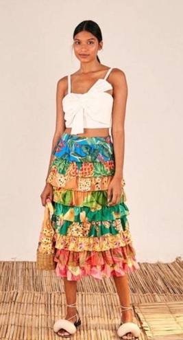 Farm Rio COPY - NEW  Mixed Prints Multi-Layered Midi Skirt