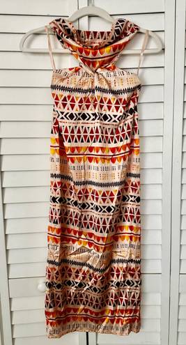 RUNAWAY THE LABEL Strapless Tribal/Southwestern Print Midi Dress