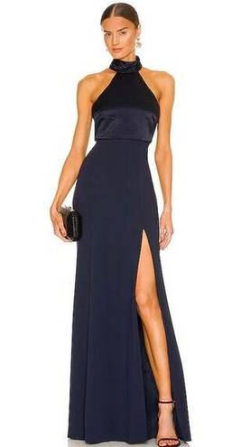 Cinq à Sept  Alexander Halter Full Length Gown Size 4 in Navy