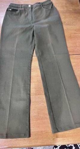 St. John  SPORT MARIE GRAY OLIVE GREEN PANTS WOMENS SIZE 10