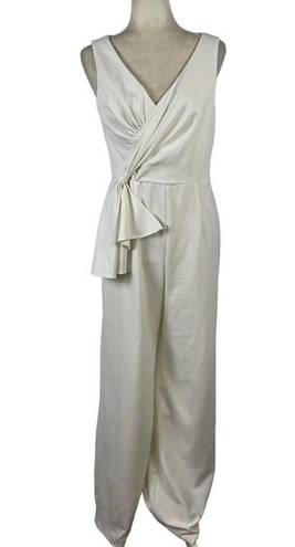 Adrianna Papell Women s Size 8 White Knit Crepe Jumpsuit Special